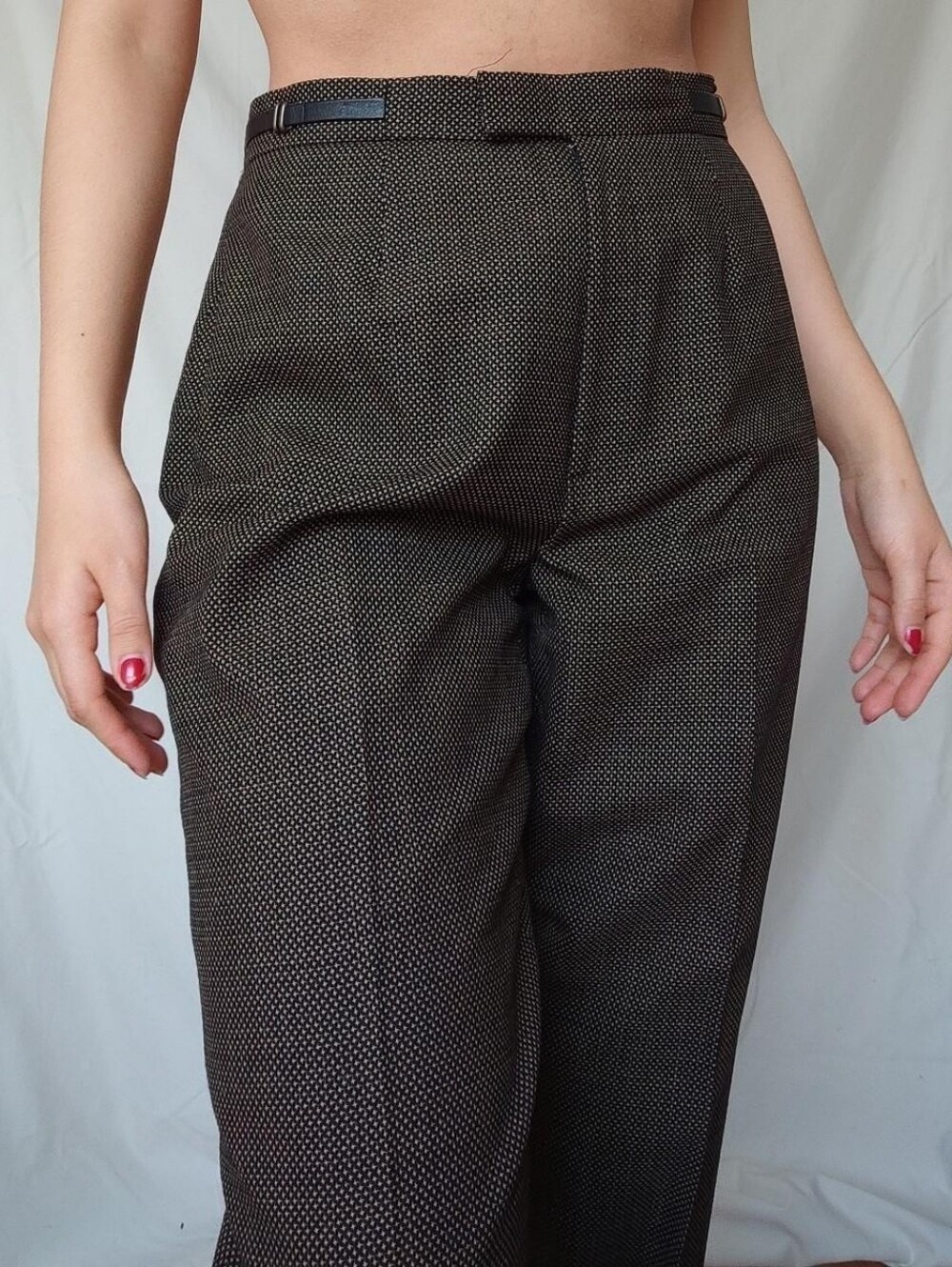 Conrad C Collection Vintage Grey Brown High Waisted Straight Leg Wool Trousers - Picture 2 of 4